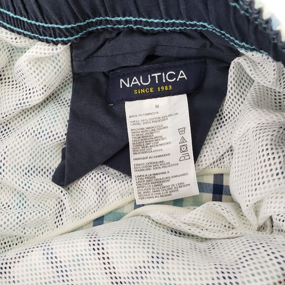 Vintage Nautica Mens Swim Trunks Blue White Plaid - Picture 6 of 6